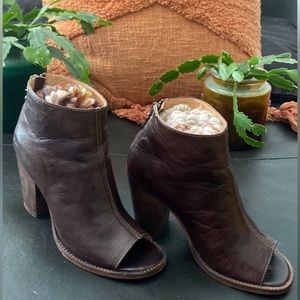 SOLD!!! Bed Stu chocolate peep toe booties